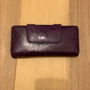 Purple leather hobo wallet